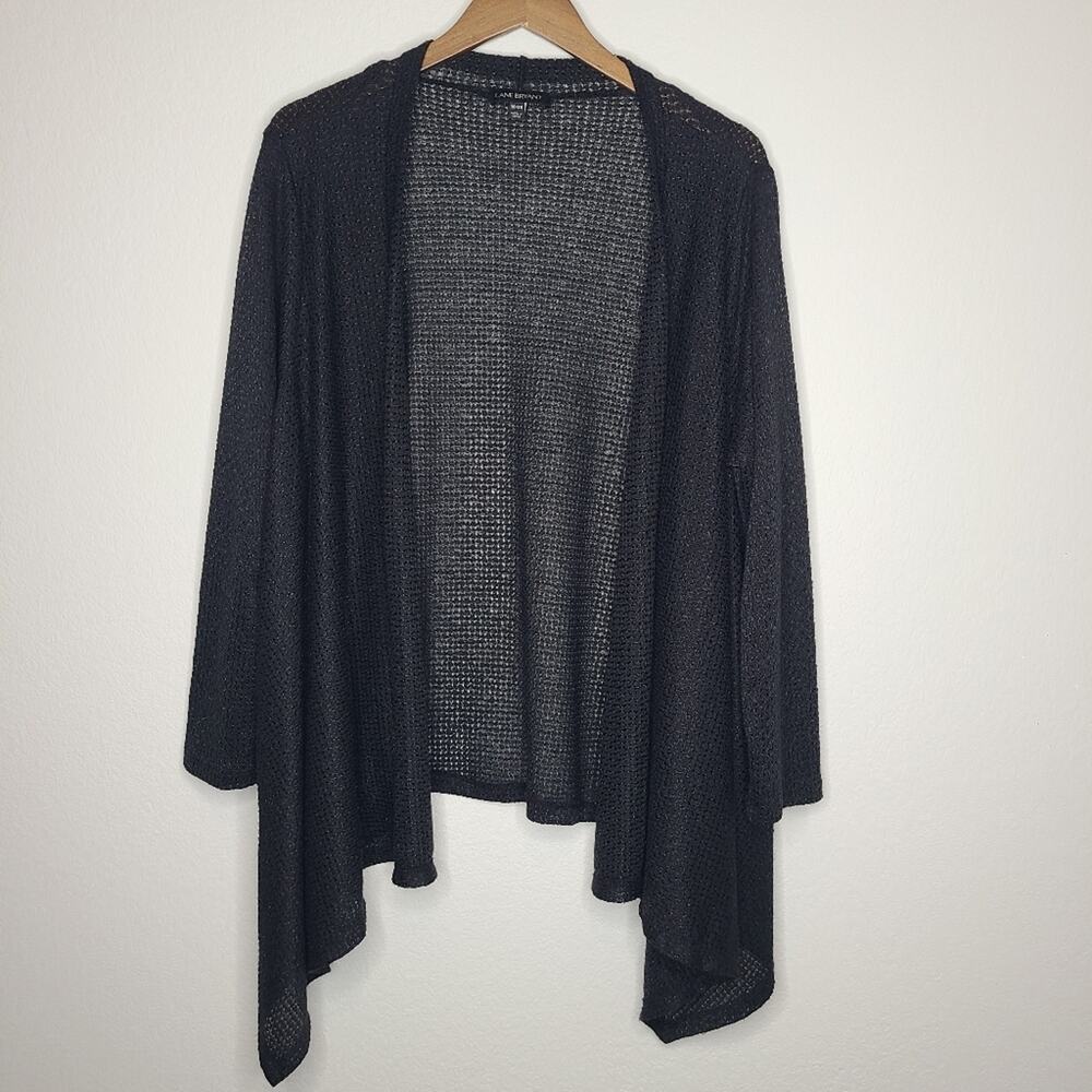 Lane Bryant Metallic Black Open-Front Cardigan Sweater 18/20